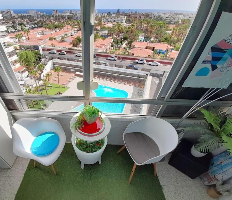 Traumhafte Wohnung Mit Panoramablick Und Pool 플라야 델 잉글스 외부 사진